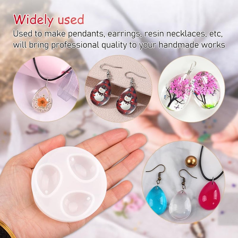 Comidox 2Pcs Silicone Pendant Water Drop Gem Mold Resin Casting Pendant Tool with Hole - Image 2